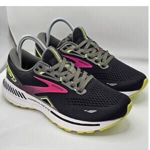 Brooks Adrenaline GTS 23 Womens 7 B UK 5 Black Green Pink Running Shoes